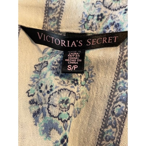 Victoria Secret Size Small‎ Boho Blouse Blue White Long Sleeve Pullover - Picture 4 of 5